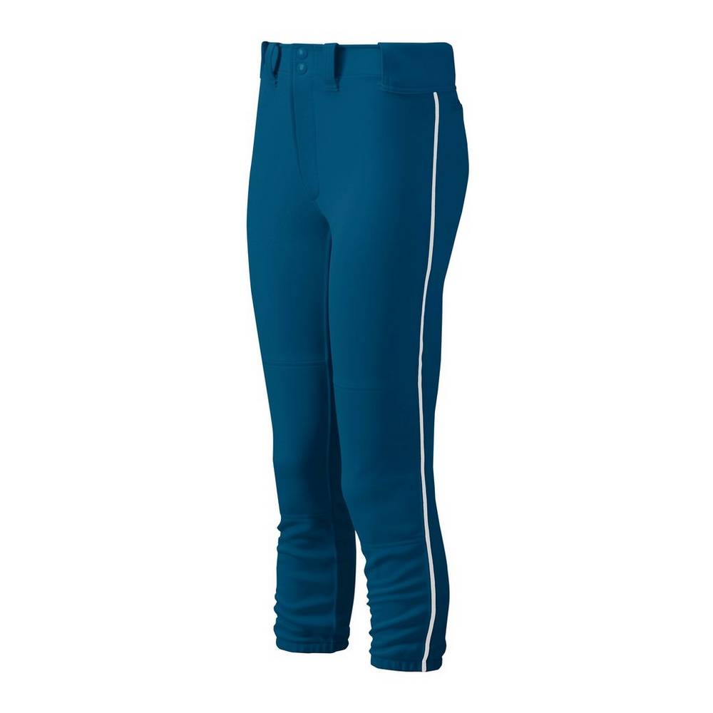 Pantalones Mizuno Belted Piped Mujer Azul Marino/Blancas España MSFZ-72364